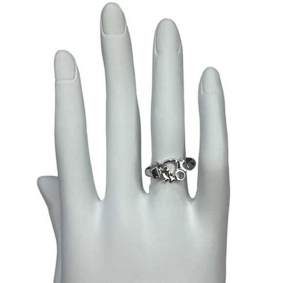 VINTAGE CHRISTIAN Dior Silver Finish Metal Women’s Ring Size 6 - Picture 1 of 8